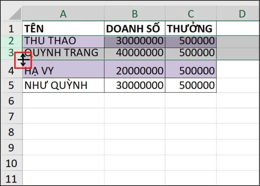 Cách giãn dòng trong Excel