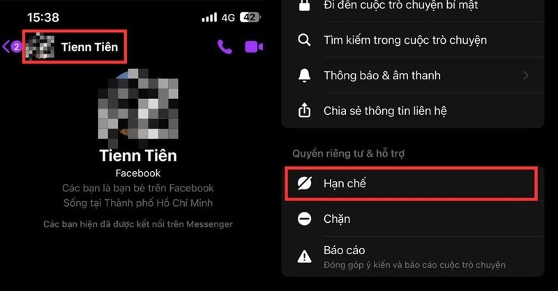 Bật tính năng hạn chế tin nhắn Messenger từ cuộc trò chuyện