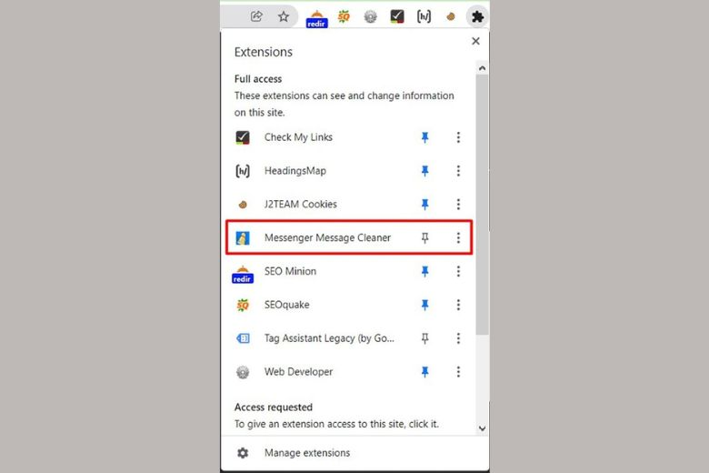 Bạn nhấn vào “Thêm vào Chrome” để tải tiện ích “Messenger Message Cleaner”.