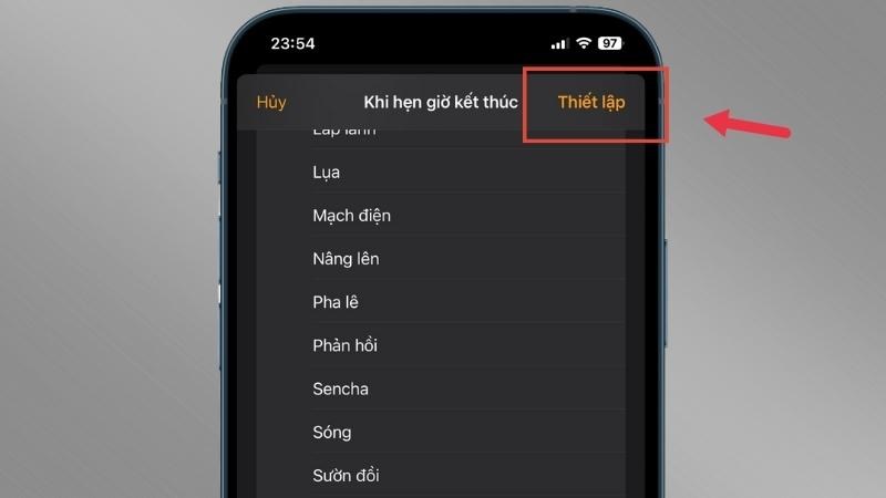 Tại góc trái màn hình, bấm vào Thiết lập