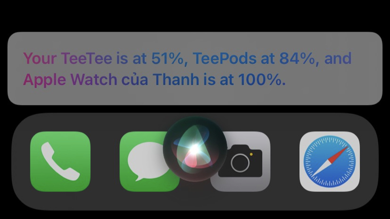 Xem phần trăm pin thông qua Siri