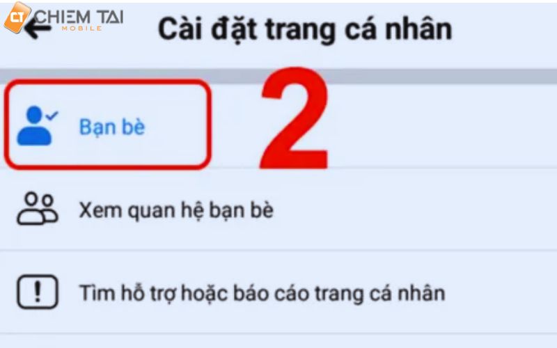 vào trang cá nhân người bạn muốn chặn > chọn biểu tượng dấu ba chấm > ấn vào mục bạn bè