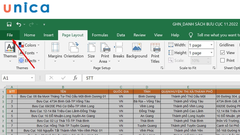 Sử dụng hộp thoại Page Layout