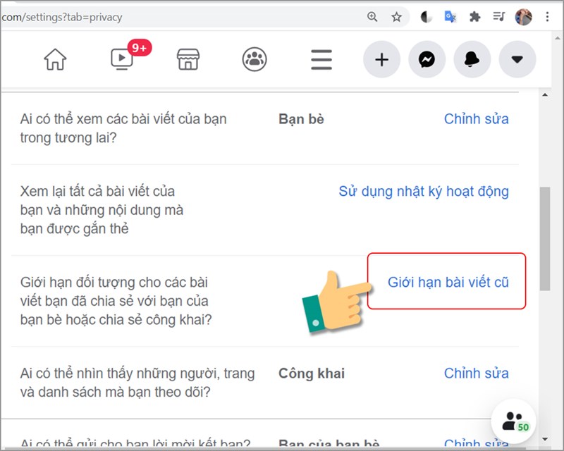 Chỉnh sửa quyền riêng tư