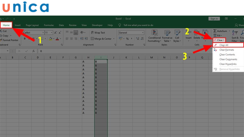 Ấn Delete để xóa cột thừa trong Excel