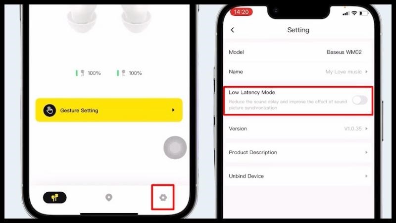 Chọn biểu tượng Settings > Chọn Low Latency Mode