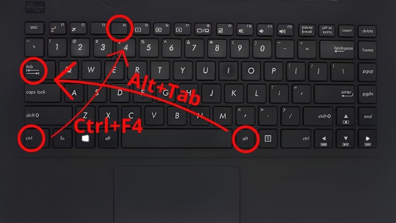 Dùng tổ hợp phím Ctrl+F4 hoặc Alt+Tab để chữa lỗi