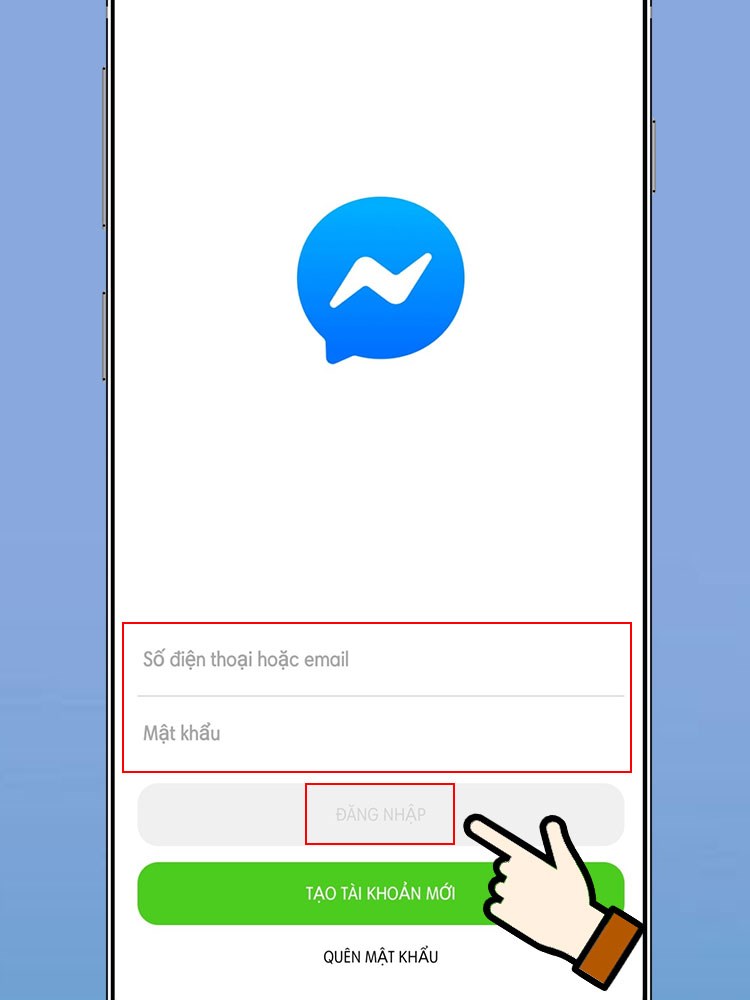 mở ứng dụng Messenger trên điện thoại và đăng nhập lại