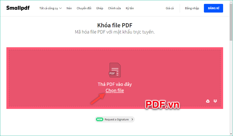 Tại giao diện chính của trang web, nhấn Chọn file