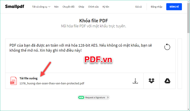 Nhấn Tải file xuống