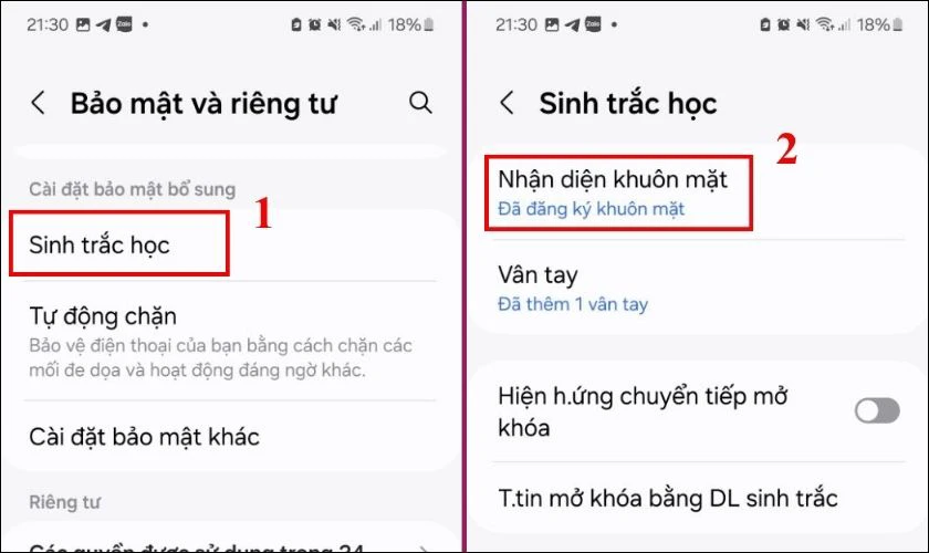 Kiểm tra chức năng nhận diện khuôn mặt