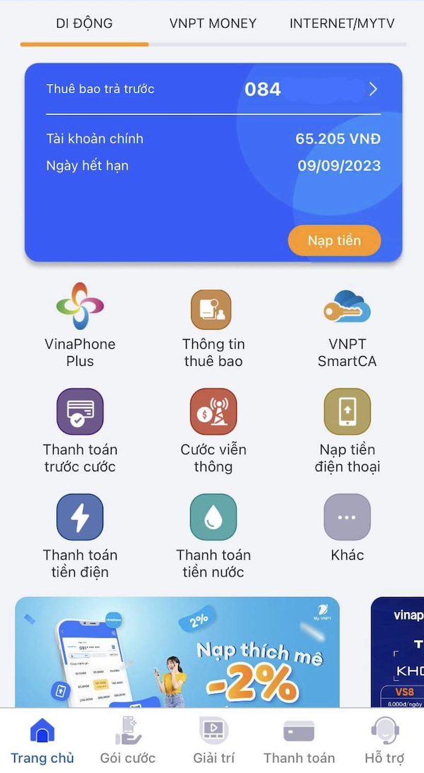 Tra cứu trên app My VNPT