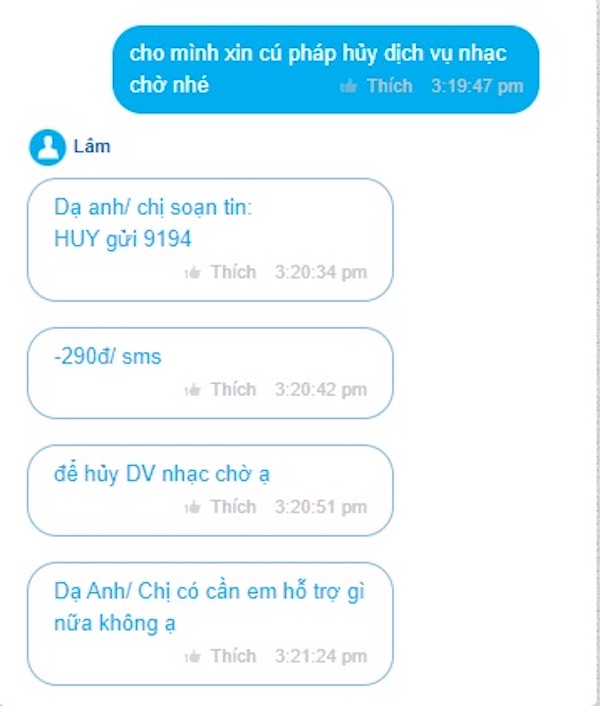 Yêu cầu chat với nhân viên chăm sóc khách hàng để được tư vấn