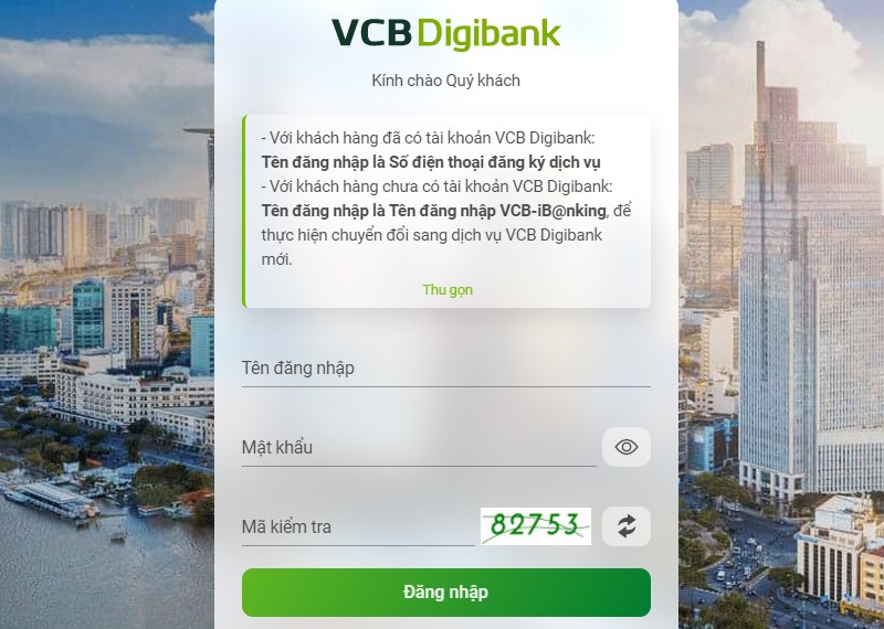 Xem lịch sử giao dịch Vietcombank trên máy tính