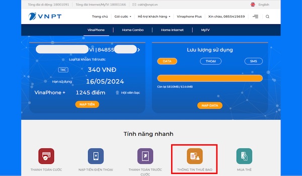 Kiểm tra thông tin qua website vnpt