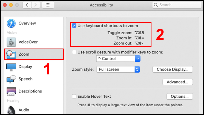 Vào mục Accessibility