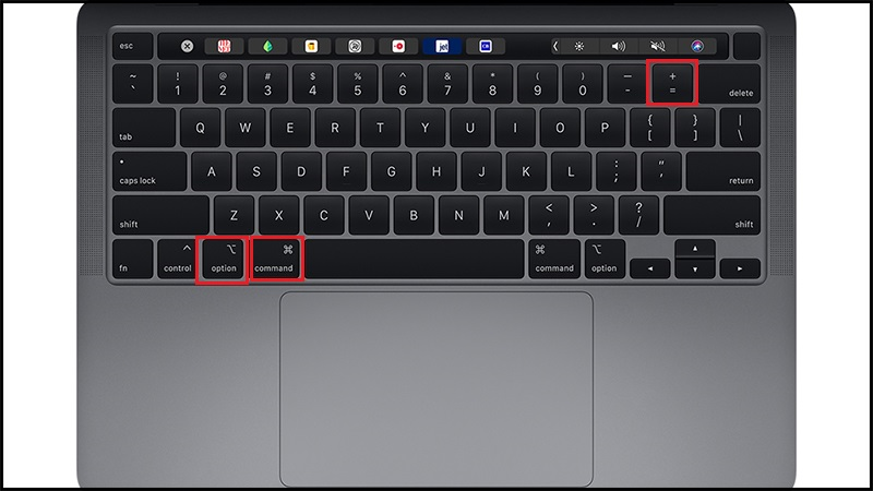 Nhấn Option + Command + Dấu trừ