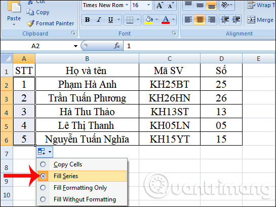 Chọn Format Cells