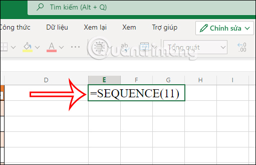 Hàm SEQUENCE trong Excel đánh số thứ tự