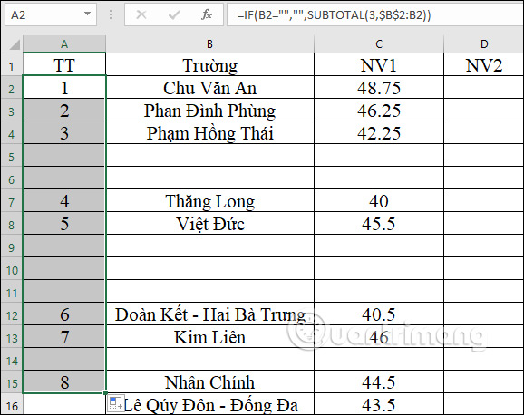 Bôi đen vùng số thự tự cần đánh