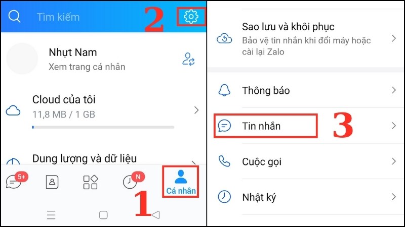 Mở danh mục Tin nhắn trên Zalo