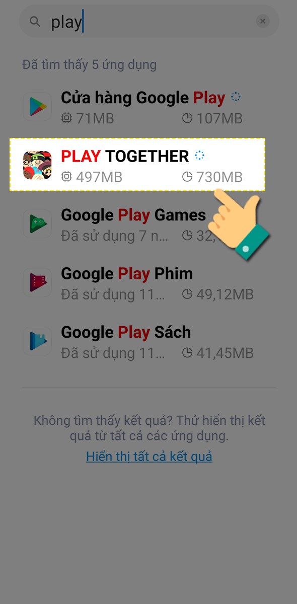 Tìm kiếm và chọn game