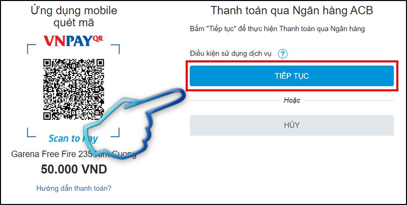 Bước 1: Chọn hình thức thanh toán nạp thẻ qua ATM - iBanking.