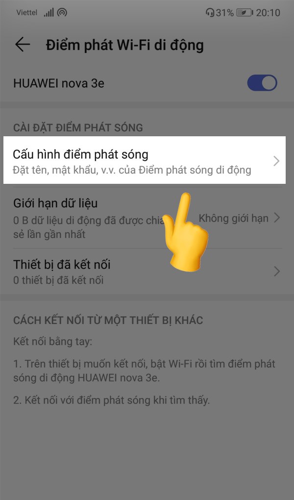 Sau đó chọn Cấu hình điểm phát sóng