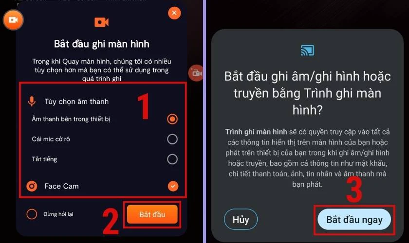 Kết thúc quá trình quay màn hình