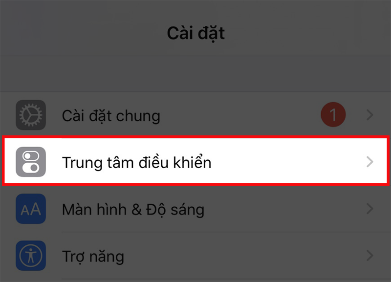 Chọn Trung tâm điều khiển