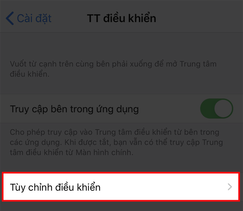 Chọn Tùy chỉnh điều khiển