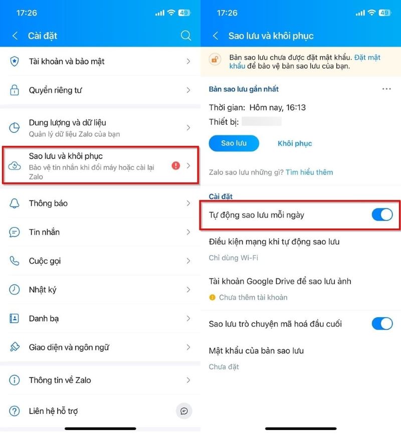 Hướng dẫn sao lưu dữ liệu trên Zalo tự động