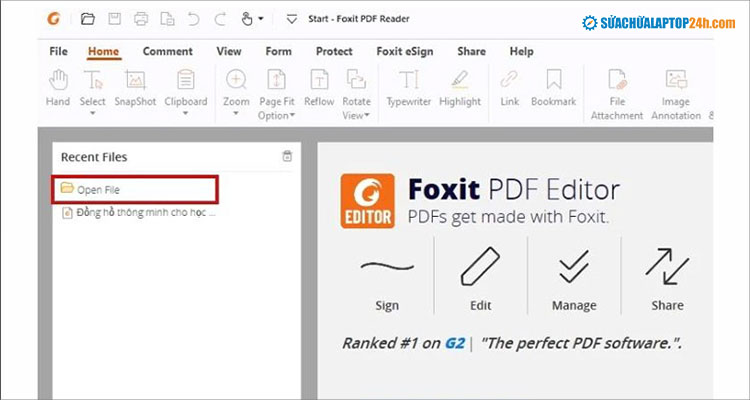 Chọn Open file để mở file PDF cần chỉnh sửa