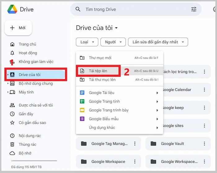 Tạo Thư Mục Riêng để Tải File Lên Drive