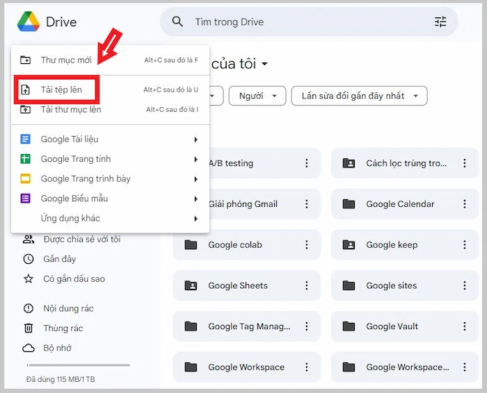 Tiến Hành Upload File Lên Drive