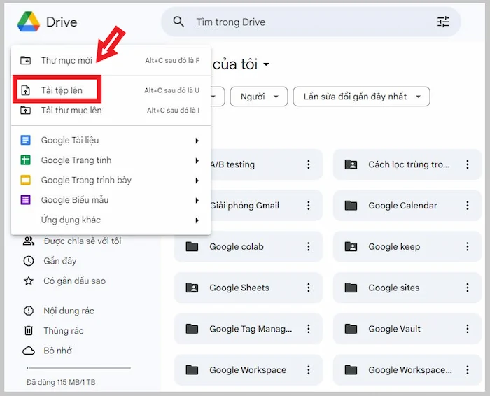 Tải File PDF Lên Google Drive