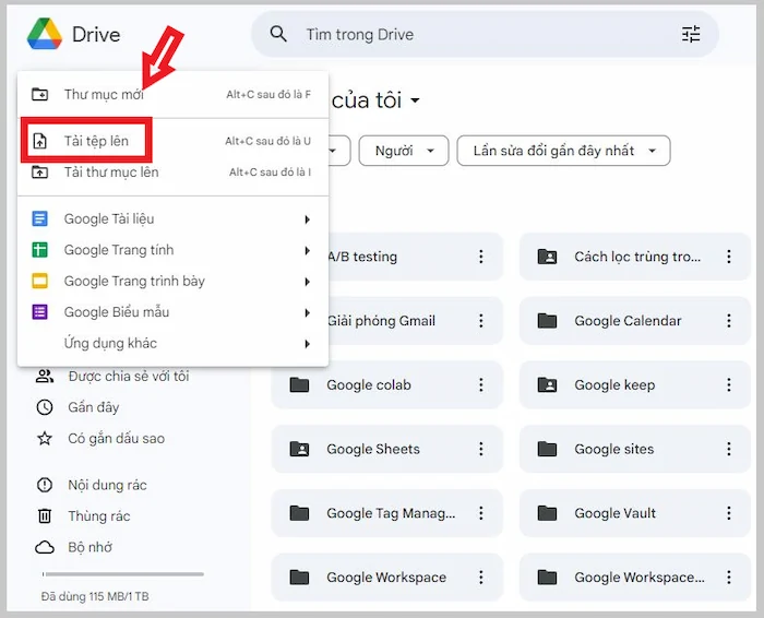 Tải Tải File Excel Lên Google Drive