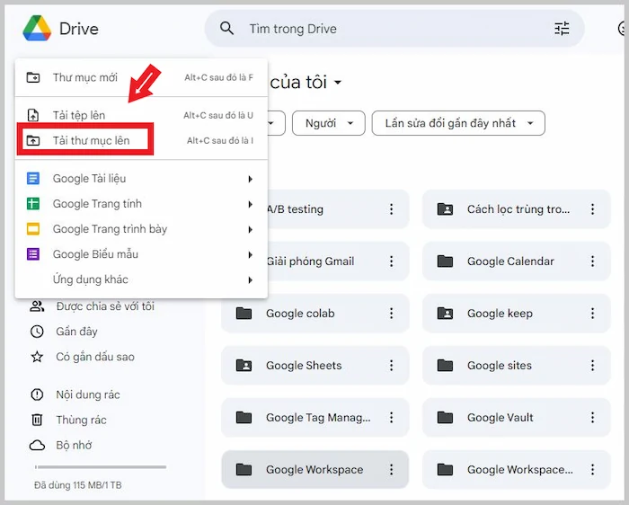 Tải Thư Mục Lên Google Drive