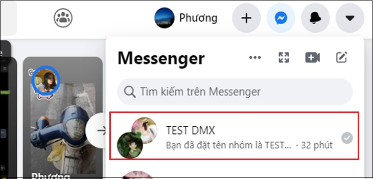 Vào nhóm chat trên giao diện Messenger của máy tính.