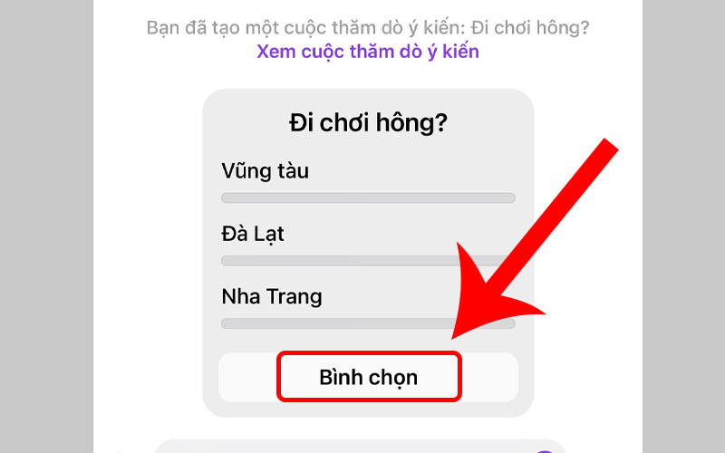 Nhấn vào mục Bình chọn