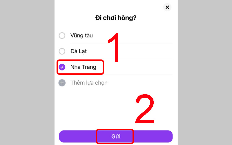 Gửi bình chọn cho cuộc thăm dò ý kiến