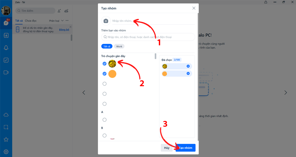 Cách tạo nhóm Zalo trên máy tính