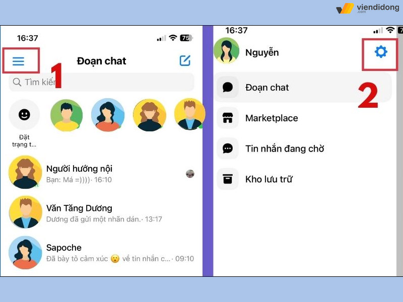 cách bỏ hạn chế trên Messenger đt 1