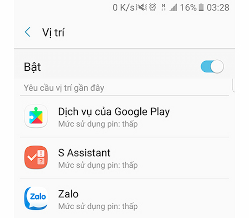 Xác nhận các ứng dụng đang được cho phép truy cập vị trí trên Android