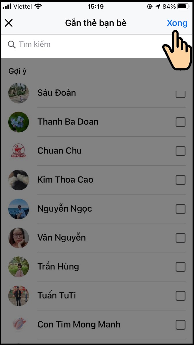 Bấm Xong để hoàn tất quá trình bỏ thẻ bạn bè