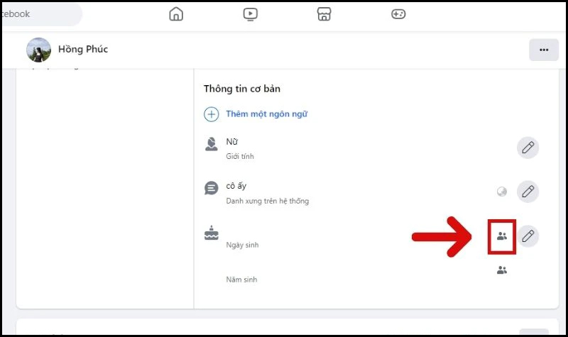 Chỉnh sửa đối tượng xem ngày sinh nhật trên Facebook 