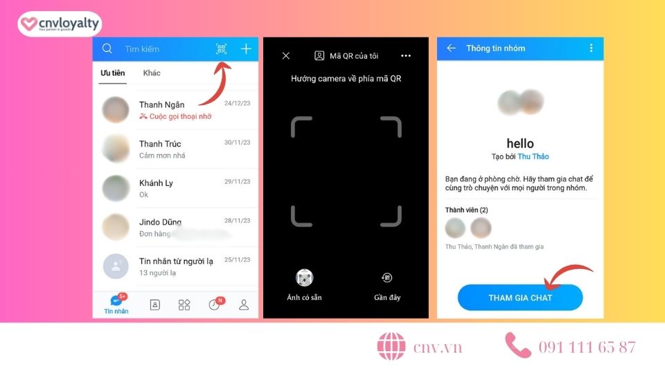 cách tìm nhóm Zalo bằng mã QR