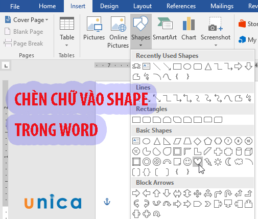 Hướng dẫn cách viết chữ vào shape trong word