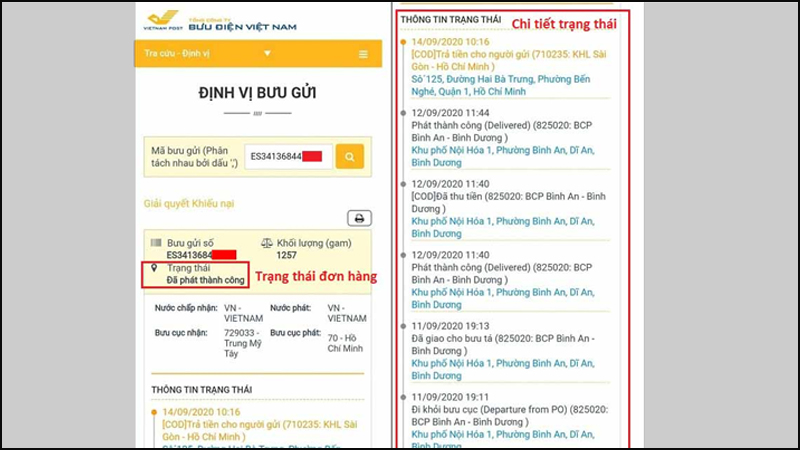 Truy cập trang tra cứu vận đơn của VNPost