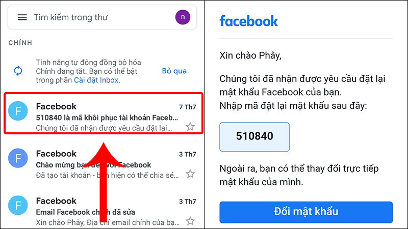 Bấm vào email để xem nội dung thư